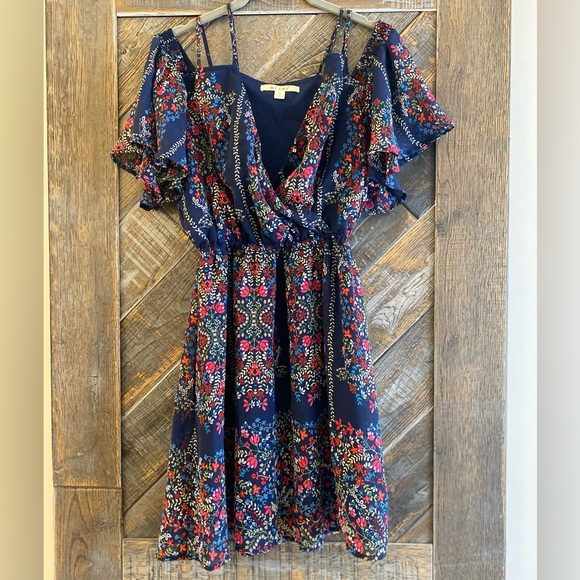 miami Dresses & Skirts - Miami Navy Floral Dress with Ruffle Sleeves